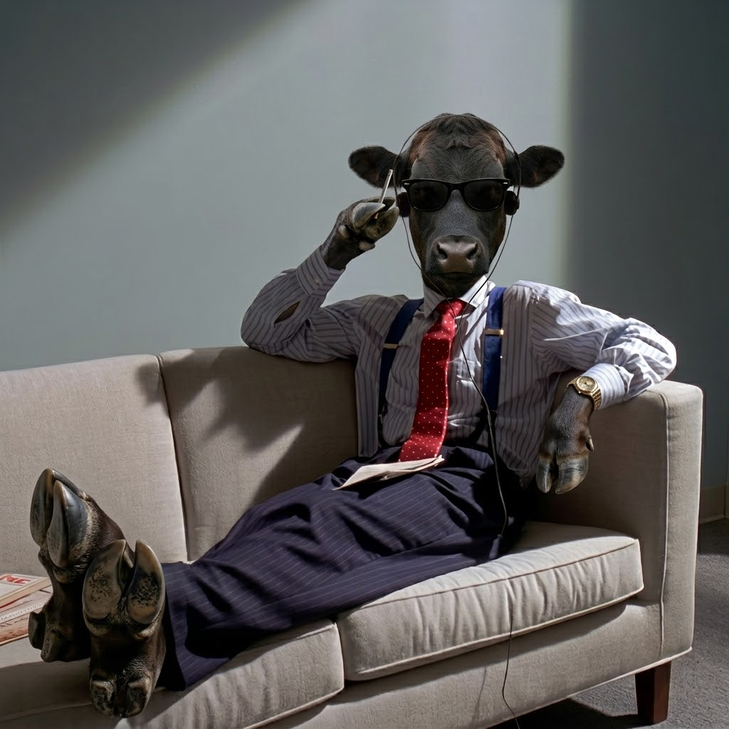 Bull on couch